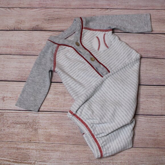 Mudpie Baseball Baby Gown - Picture 1 of 6